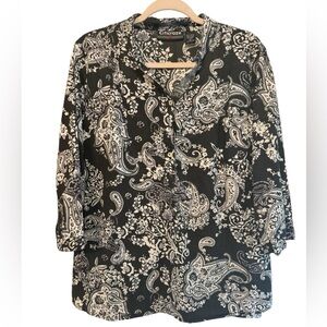 Citicraze paisley black and white top, size large‎
